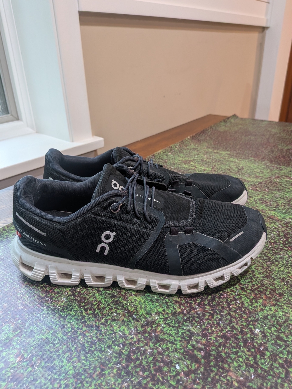 On Running Men's Black and White Cloud Running Sneakers